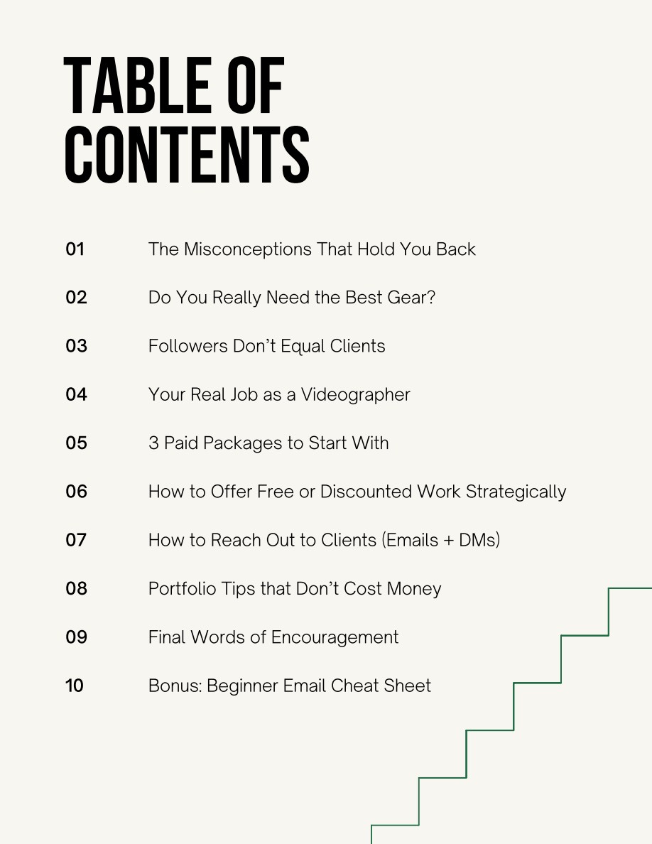 How to Get Paid Clients as a Beginner Videographer — Contents · page 2